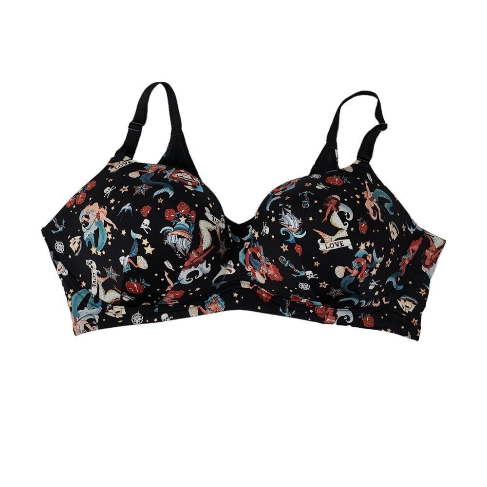 torrid Black Mermaid & Tattoo Print Wireless Bra